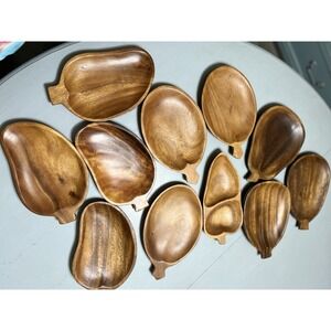 Vintage Lot Of‎ 11 MCM Monkey Pod Wood Serving Trays Bowls Charcuterie